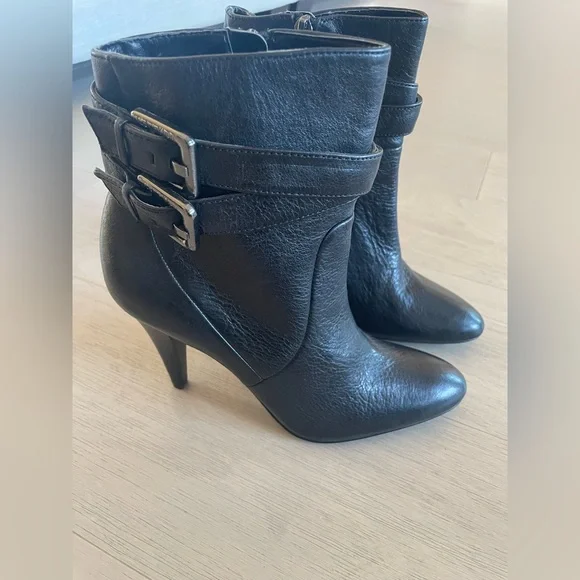 Calvin Klein Black Leather Ankle Boots - Picture 2 of 8